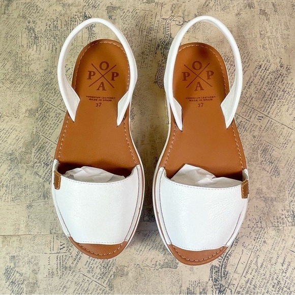 POPA WHITE  SAONA PLATFORM MENORCAN SANDALS - Picture 5 of 13